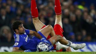 In fact Costa was involved with lots of the game's controversial moments. He was a accused of diving and stamping on Liverpool players.