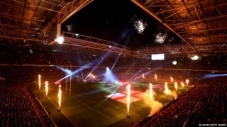 Wales v England - opening light show