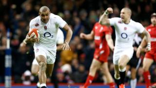 Wales v England - Jonathan Josephs scores try