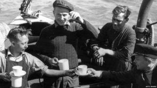 The crew of the London based tug "Sunvill" one of the many small craft which took part in the evacuation of British and allied troops from Dunkirk