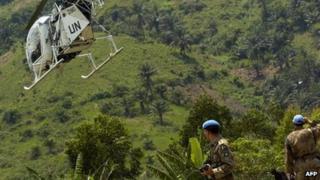 A UN helicopter in eastern Democratic Republc of Congo (Februrary 2006)