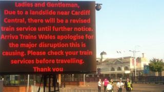 Sign outside Cardiff Central railway station