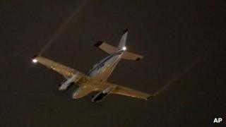 Plane sprays insecticide over the Dallas area, Texas 16 August 2012
