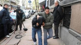 Uruguayan officer arrives in court in Montevideo