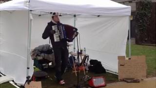 James Farrimond busking