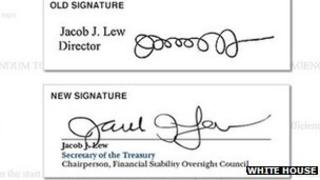 Jack Lew's signature, before and after