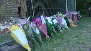 Floral tributes at the crash scene