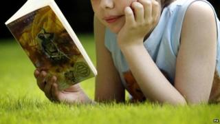 A girl reading a book