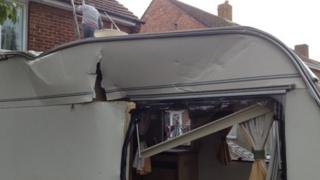 Caravan damaged by 'tornado'