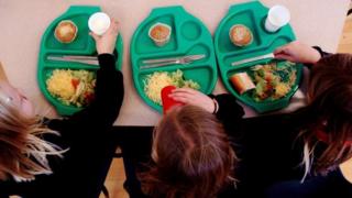 Children eating school meals