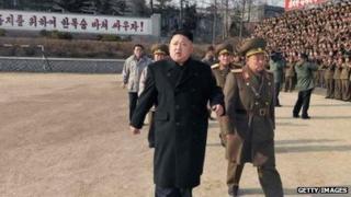 North Korean leader Kim Jong Un reviews soldiers in an undated photo released by North Korean officials on January 12, 2014.
