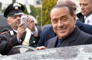 Silvio Berlusconi at Fiumicino Airport near Rome, 25 March