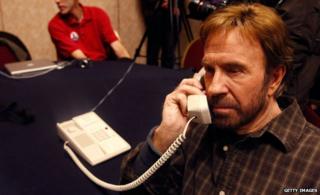 Chuck Norris talking on the phone