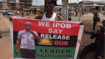 A Pro Biafra protester in southern Nigeria on Sunday 8 November, 2015