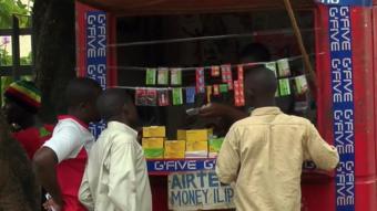 A stall selling mobile phone cards in Malawi