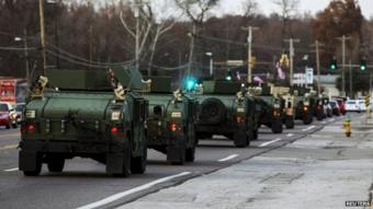 National Guard vehicles in Ferguson