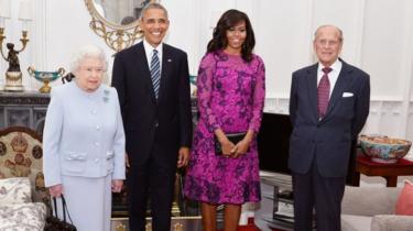 The Queen and the Duke of Edinburgh with Barack and Michelle Obama