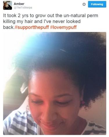 A tweet showing a black girl with natural hair