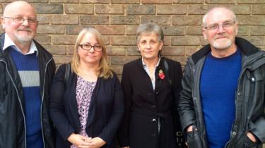 Robert Mandley's siblings, Chris Mandley, Dianne Ateem, Sheila Mandley and Don Mandley outside court