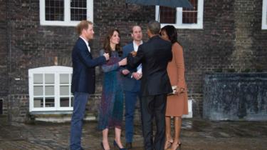 Prince Harry, the Duchess of Cambridge, the Duke of Cambridge, Barack Obama, Michelle Obama