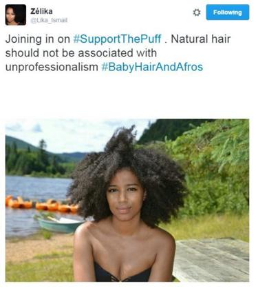 A tweet showing a black girl with natural hair