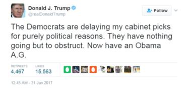 Mensaje de Donald Trump en Twitter