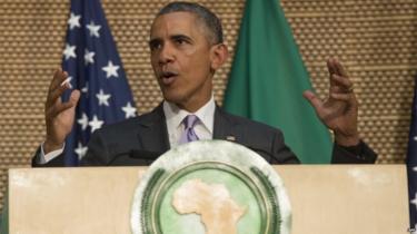 US President Barack Obama delivers a speech at the African Union Headquarters in Addis Ababa on July 28, 2015