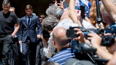 Lionel Messi of FC Barcelona leaves the courthouse on 2 June 2016 in Barcelona, Spain