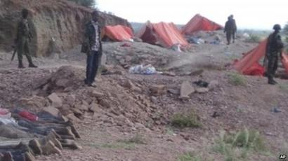 The scene of an al-Shabab massacre at a quary in northern Kenya, 2 December 2014