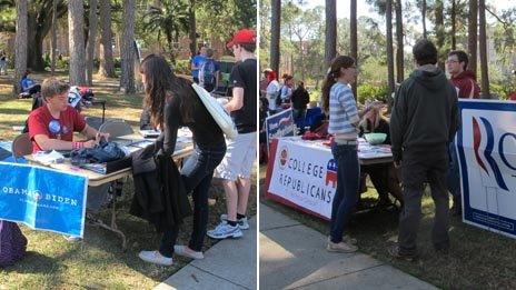 Students campaign on campus for Obama and Romney