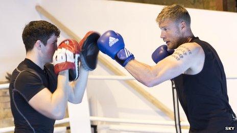 Freddie Flintoff sparring