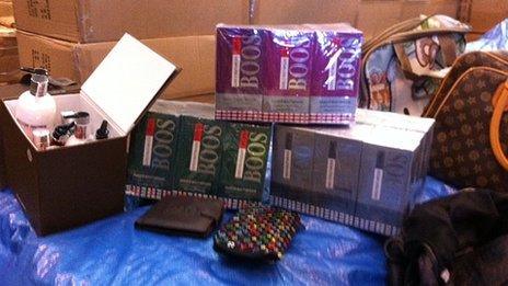 Counterfeit cosmetics, perfume and bags