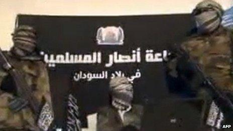 An image from a December 24, 2012 video released by Jama'atu Ansarul Muslimina fi Biladis Sudan
