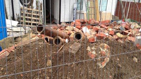 Bricks on building site