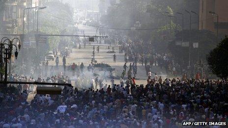 Supporters of the Muslim Brotherhood gather in Cairo