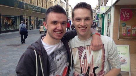 Connor Robson (left), 19, part-time cleaner and Bobby Jordan, 18, a roofer