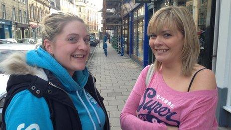 Susanna Murdoch (left), 26, a seamstress and Sami Kelly, 25 year old hairdresser