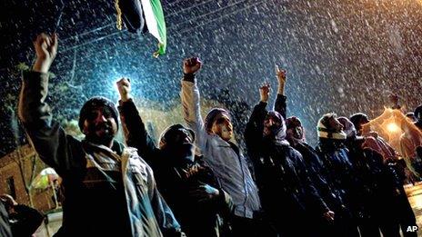 Free Syrian Army supporters chant anti government slogans