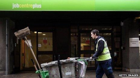 Worker outside job centre