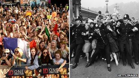 Fans of One Direction and The Beatles