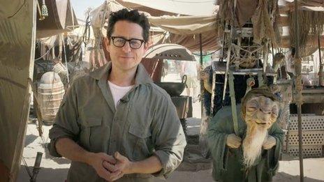 J J Abrams on the set of Star Wars