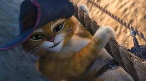 Puss swinging on a rope