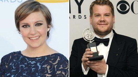 Lena Dunham and James Corden