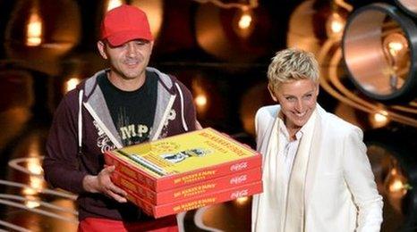 Edgar Martirosyan with Ellen DeGeneres at the Oscars