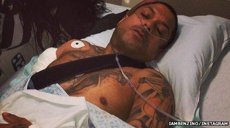 Benzino in a hospital bed