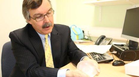 Mr Kevin Hancock with a breast implant