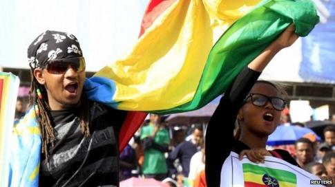 People at a rally in Ethiopia's capital the Addis Ababa, 22 April 2015