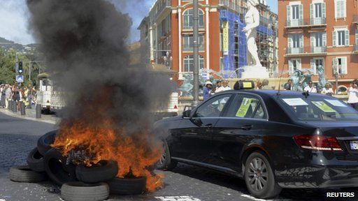 Anti-Uber protests in Nice