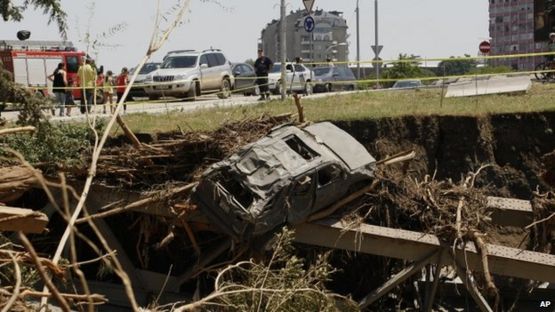 A damaged area near a flooded zoo in Tbilisi, Georgia (14 June 2015)