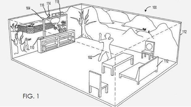 Microsoft patent drawing of IllumiRoom